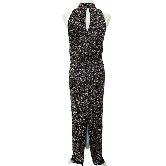 Adrianna Papell Size 6 Black Sequin Blouson Sleeveless Cocktail Evening Gown - Picture 4 of 16